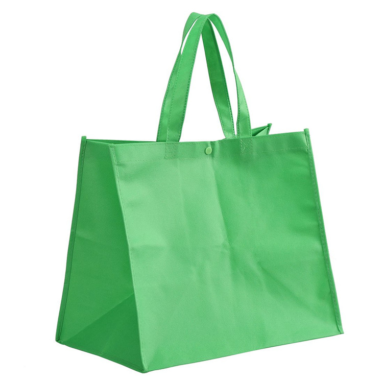 Custom Print Large Capacity Foldable Non Woven Button Shopping Tote Bag Reusable Grocery Bag